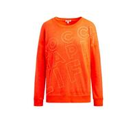 SOCCX Damen Sweatshirt mit Glitter Artwork Neon Orange, XXXL