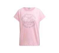 Rundhalsshirt SOCCX, Damen, Gr. XXL, rosa (smooth rose), Material: 100% Baumwolle, Glitzermuster, bedruckt, regular fit normal, angeschnitten Bündchen, Shirts Rundhalsshirt, mit überschnittenen Schult