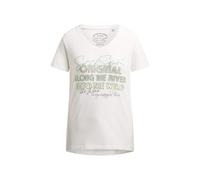 SOCCX Damen T-Shirt mit Print und Pailletten-Details Ivory, XXL