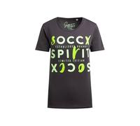 Rundhalsshirt SOCCX, Damen, Gr. M, charcoal mist, Single Jersey, Material: 100% Baumwolle, bedruckt, slim fit normal, Rundhals, eingesetzt gerader Abschluss, Shirts Rundhalsshirt, aus Baumwolle (30175