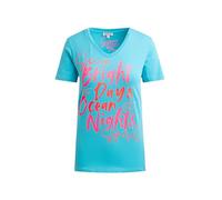 SOCCX Damen T-Shirt mit V-Ausschnitt und Artwork Ocean Flash, M