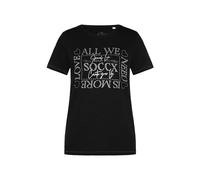 SOCCX Damen T-Shirt mit Rundhalsausschnitt und Artwork Black, M