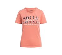 Rundhalsshirt SOCCX, Damen, Gr. XL, apricot sunset, Web, Material: 100% Baumwolle, bedruckt, regular fit normal, Rundhals, eingesetzt gerader Abschluss, Shirts Rundhalsshirt, aus Baumwolle (81114657-X