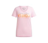 SOCCX Damen T-Shirt mit V-Ausschnitt und Glitter Print Smooth Rose, S