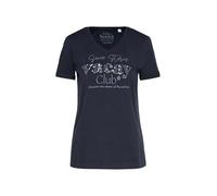 SOCCX Damen T-Shirt mit V-Ausschnitt und Pailletten-Artwork Deep Sea, S