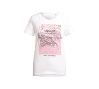 SOCCX Damen T-Shirt Rundhals mit Glitter Print Opticwhite, XXL