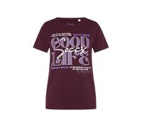 Rundhalsshirt SOCCX, Damen, Gr. XS, night plum, Single Jersey, Material: 95% Baumwolle, 5% Elasthan, bedruckt, regular fit normal, Rundhals, eingesetzt gerader Abschluss, Shirts Rundhalsshirt, mit Bau