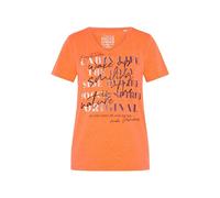 SOCCX Damen T-Shirt V-Ausschnitt mit Colour Gradient Print Brilliant Orange Neon, XXL