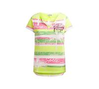 SOCCX Damen V-Shirt mit All-Over-Streifen- und Logo-Prints Neon Rainbow, Xs
