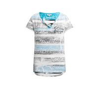 SOCCX Damen V-Shirt mit All-Over-Streifen- und Logo-Prints Ocean Flash, L