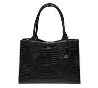 Socha Laptoptasche Damen 15.6 Zoll - Croco Jet Black - elegante Business Tasche mit Croco-Optik, herausnehmbarem Laptopfach, vielen Fächern & Schultergurt