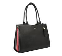 Socha Laptoptasche Damen/Aktentasche Frauen/Designertasche mit Tragegurt - feinstes Elegant - Leder - Diamond Premium Edition Wave black- 15 Zoll schwarz gold