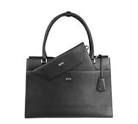 Socha Premium Laptoptasche Damen Leder 15.6 Zoll - Diamond Edition Vario-CL - Schwarze Ledertasche Damen mit herausnehmbarer Clutch, Laptopfach, RFID-Schutz & Trolley-Schlaufe