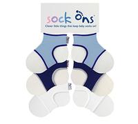 Sock Ons - Baby-Sockenhalter - 0-6 Months - 3er Pack (1 x Baby Blau, 1 x Navy, 1 x Weiß) - Erstaunliches Vorteilspaket - Baby-Socken immer anziehen!