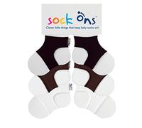 Sock Ons - Baby-Sockenhalter - 0-6 Months - 3er Pack (1 x Weiß 1 x Black 1 x Brown) - Amazing Value Pack - Erstaunliches Vorteilspaket - Baby-Socken immer anziehen!