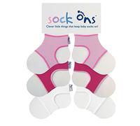 Sock Ons - Baby-Sockenhalter - 6-12 Monate - 3er Pack (1 x Weiß, 1 x Fuchsia, 1 x Baby Pink) - Erstaunliches Vorteilspaket - Baby-Socken immer anziehen!