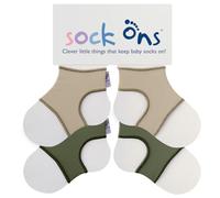 Sock Ons - Baby-Sockenhalter - 6-12 Months - 2er Pack - Amazing Value Pack - Olive & Oatmeal - Erstaunliches Vorteilspaket - Baby-Socken immer anziehen!