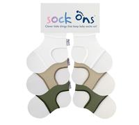 Sock Ons - Baby-Sockenhalter - 6-12 Months - 3er Pack - Oatmeal, Olive & White, Amazing Value Pack - Erstaunliches Vorteilspaket - Baby-Socken immer anziehen!
