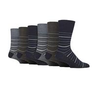 SOCK SHOP GENTLE GRIP - 6 Paar Herren Baumwollsocken | Weiche Gemusterte Socken Ohne Gummibund (39-45, Streifen 2)