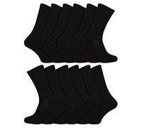 Sock Snob - 12er Pack Herren 100% Baumwolle ägyptische | Schwarz Unifarben Socken (46-50, Schwarz)