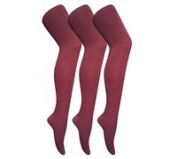 Sock Snob 3er Pack Damen Strumpfhose 80 Den Farbig Strumpfhose Blickdicht Matt (M, Burgund)