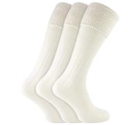 Sock Snob 3er Pack Herren Kilt Socken für Winter Warm Lang Gerippt Wollsocken | Kniestrümpfe in Weiß Creme (39-45, Creme)