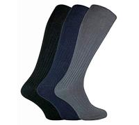 Sock Snob - 3er Pack Herren Lang Knielang Kniehohe Gerippt 100% Baumwolle Socken (39-45 EU, XLCS BNG)