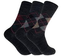 Sock Snob 3er pack herren warm argyle socken wollsocken ohne gummibund mit weitem bund (39-45, SE049 Grau)