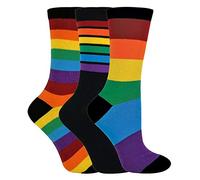 Sock Snob - 3er Pack Kinder Jungen Mädchen Regenbogen Socken mit Bunt Streifen (30-36, Regenbogen)