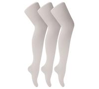 Sock Snob - 3er-Pack Mädchen 70 Denier Ballettstrumpfhosen | Kids Soft & Comfort Footed Dance Strumpfhosen in Pink & Weiß - Weiß 6-7A / 116-122cm