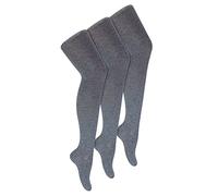 3 Paar Multipack Mädchen Schulstrumpfhosen | Wärmehalter | Einfarbige blickdichte Strumpfhosen für Mädchen - Grau 11-12A / 146-152cm