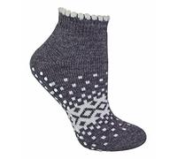 Sock Snob Damen Kurz Wollsocken Antirutsch Thermo Wolle Sneaker Socken mit ABS Rutschfest Noppen (37-42, Holzkohle)