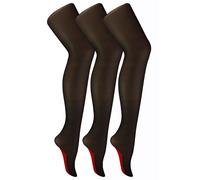 Sock Snob Damen Vintage Nahtstrumpfhose | 3 Paar Multipack | 40 Denier kniehohe, ultraglänzende Strumpfhose mit gerader Rückseite, Schwarz/Rot M
