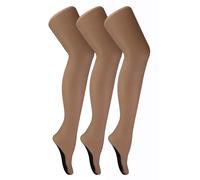 Sock Snob Damen Vintage Nahtstrumpfhose | 3 Paar Multipack | 40 Denier kniehohe, ultraglänzende Strumpfhose mit Line-Up auf der Rückseite, Hautfarben/Schwarz XL