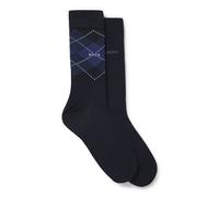 Socken BOSS "2P RS Argyle CC", Damen, Gr. 39-42, blau (dunkelblau 403), Baumwollmischung, unifarben, elastisch, Socken Socken, mit BOSS Schriftzug (68270549-39) dunkelblau 403
