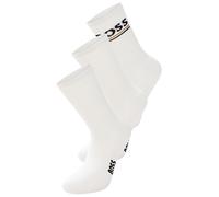 Socken BOSS "3P QS Rib Iconic VB", Damen, Gr. 39-42, weiß (weiß 100), Materialmix, unifarben, Socken Socken, Rippstruktur, Plüschsohle (14371628-39) weiß 100
