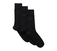 Hugo Boss Herren Socken 3er-Pack RS Uni – mittelhoch, Stretch-Gewebe, Schwarz, Gr. 43-46