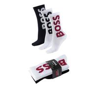 Socken BOSS "Limited Edition Unisex", Herren, Gr. 39-42, schwarz-weiß (weiß_weiß_schwarz), Baumwollmischung, kontrastfarbene Details, unifarben, elastisch, Socken Socken, Special Limited Edition zum 7