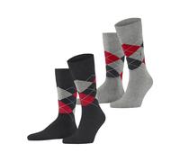 Socken BURLINGTON "Everyday Argyle 2er-Pack", Damen, Gr. 40-46, oil melange, Baumwollmischung, Argyle-Muster, normal, Socken Socken, atmungsaktiv (66425217-40) oil melange