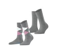 Socken BURLINGTON "Everyday Argyle Mix 2er-Pack", Damen, Gr. 36-41, grau (light grau), Baumwollmischung, Argyle-Muster, normal, Socken Socken, aus weicher gekämmter Baumwolle atmungsaktiv (35267009-36