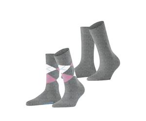 Socken BURLINGTON "Everyday Argyle Mix 2er-Pack", Damen, Gr. 36-41, grau (light grau), Baumwollmischung, Argyle-Muster, normal, Socken Socken, aus weicher gekämmter Baumwolle atmungsaktiv (35267009-36