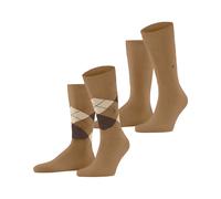 Socken BURLINGTON "Everyday Argyle Mix 2er-Pack", Damen, Gr. 40-46, braun sugar, Baumwollmischung, Argyle-Muster, normal, Socken Socken, atmungsaktiv (62847315-40) braun sugar
