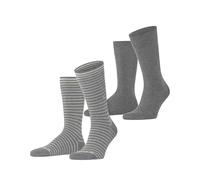 Burlington Herren Socken Everyday Stripe Mixed 2-Pack M SO Baumwolle gemustert 2 Paar, Grau (Light Grey Melange 3390), 40-46