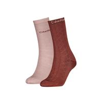 Socken CALVIN KLEIN "CK WOMEN SOCK 2P DROPNEEDLE PATTERN", Damen, rosa (rust rot), Obermaterial: 72% Viskose, 26% Polyamid, 2% Elasthan, Socken Socken (61046707-0) rust rot