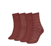 Socken CALVIN KLEIN "CK WOMEN SOCK 4P GIFTING AOP", Damen, braun (rust rot), Obermaterial: 43% Polyester, 33% Polyamid, 22% Viskose, 1% Elasthan, 1% sonstige Fasern, Socken Socken (78942611-0) rust ro