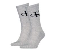 Socken CALVIN KLEIN JEANS "CKJ MEN SOCK 2P MONOGRAM", Jungen, Gr. 43-46, grau (light grau melange), Baumwollmischung, normal, Socken Socken, mit verstärkter Ferse, komfortable Frotteesohle (14129064-4