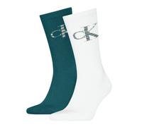 Socken CALVIN KLEIN JEANS "CKJ MEN SOCK 2P MONOGRAM", Jungen, Gr. 39-42, bunt (teal, weiß), Baumwollmischung, normal, Socken Socken, mit verstärkter Ferse, komfortable Frotteesohle (66108460-39) teal,