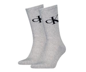 Socken CALVIN KLEIN JEANS "CKJ MEN SOCK 2P MONOGRAM", Jungen, Gr. 39-42, grau (light grau melange), Baumwollmischung, normal, Socken Socken, mit verstärkter Ferse, komfortable Frotteesohle (14129064-3