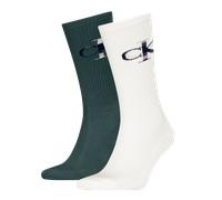 Socken CALVIN KLEIN JEANS "CKJ MEN SOCK 2P MONOGRAM", Jungen, Gr. 39-42, weiß (weiß, teal), Baumwollmischung, normal, Socken Socken, mit verstärkter Ferse, komfortable Frotteesohle (35739319-39) weiß,