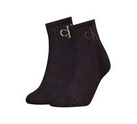 Socken CALVIN KLEIN JEANS "CKJ WOMEN QUARTER 2P GLOSSY RIB", Mädchen, Gr. 35-38, schwarz, Baumwollmischung, unifarben, normal, Socken Socken, mit dezentem Logo-Design (11559412-35) schwarz